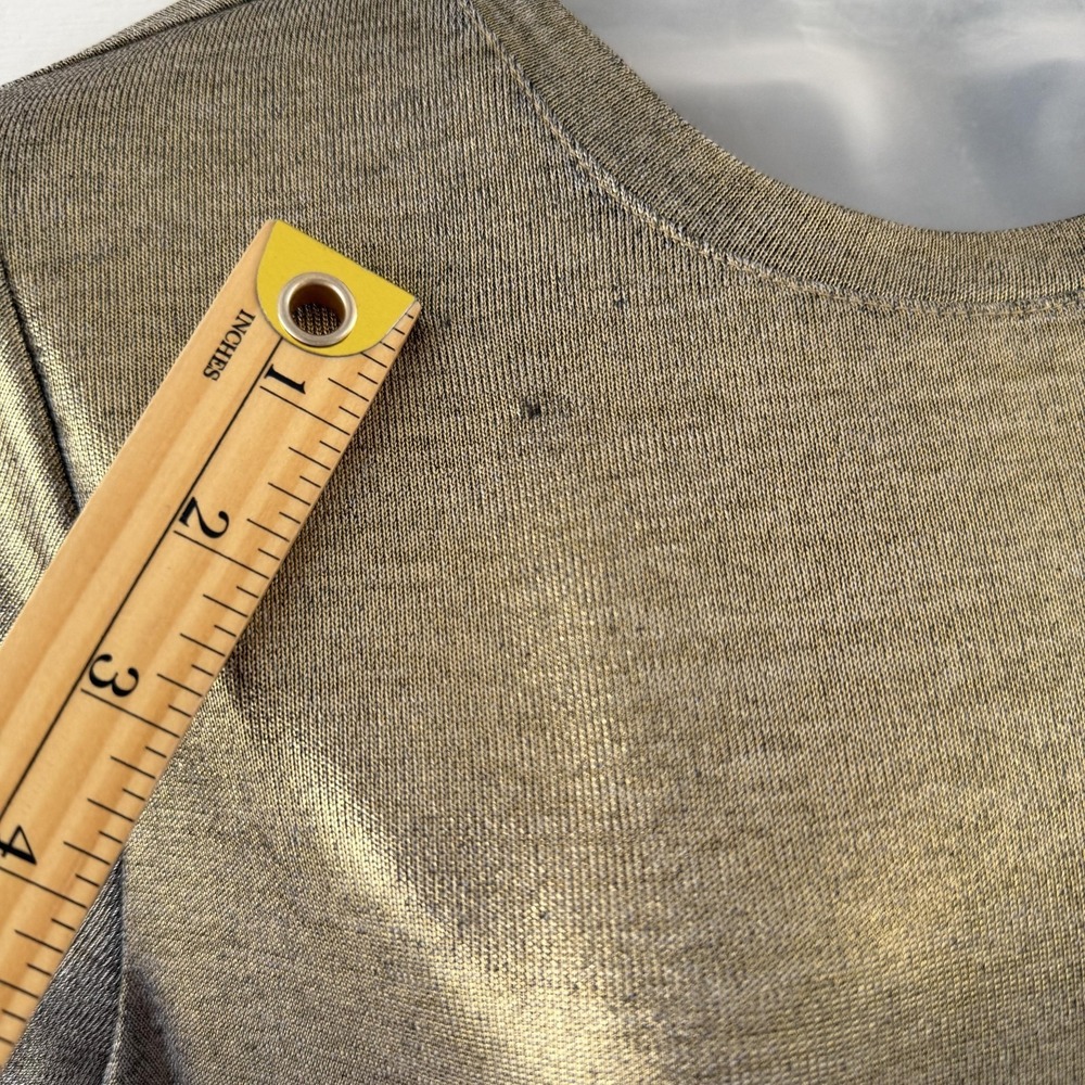 Porridge Shine Glam Tee Shirt Womens Medium Gold Metallic Anthropologie Y2K - Picture 7 of 16